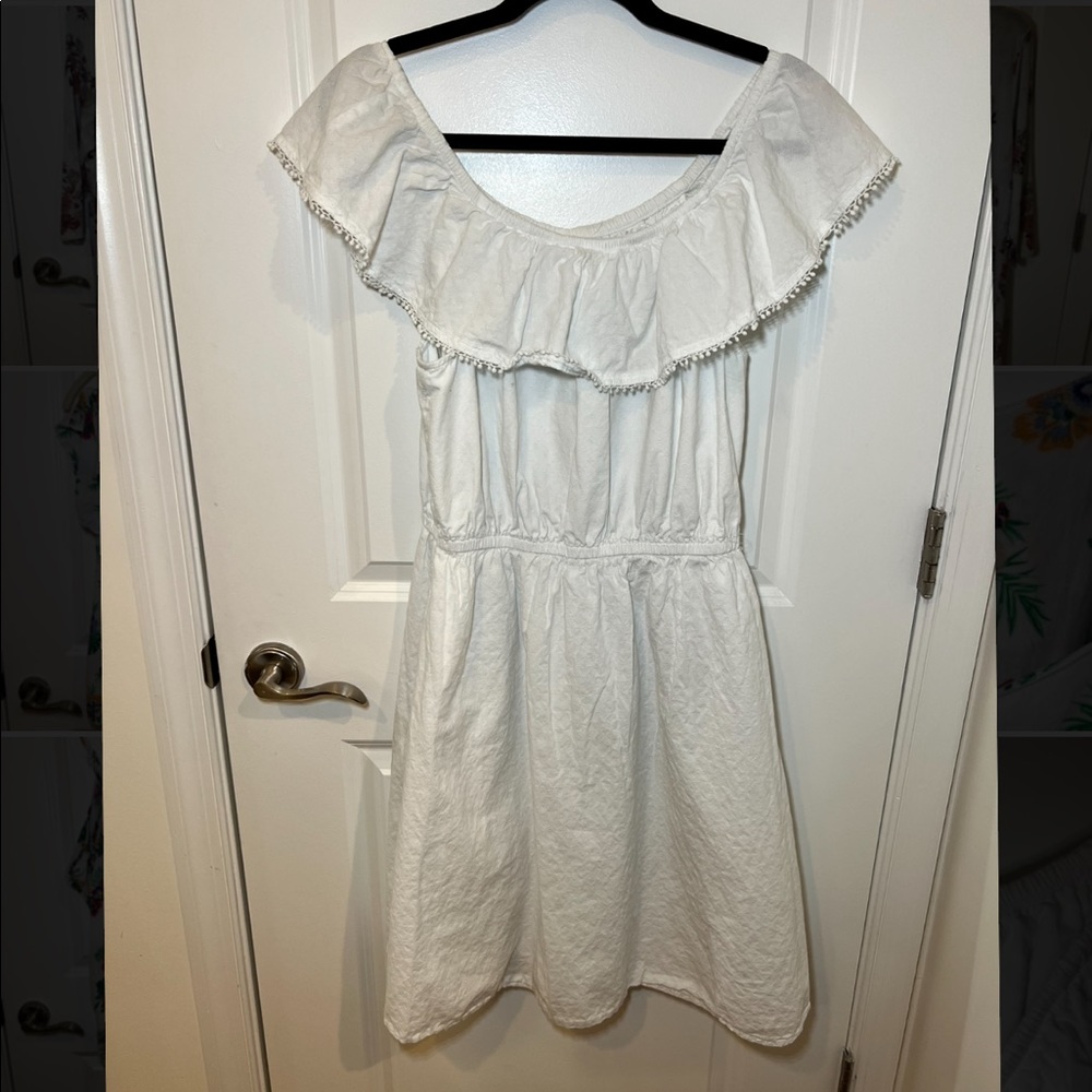 Frilly White Convertible Dress | size L